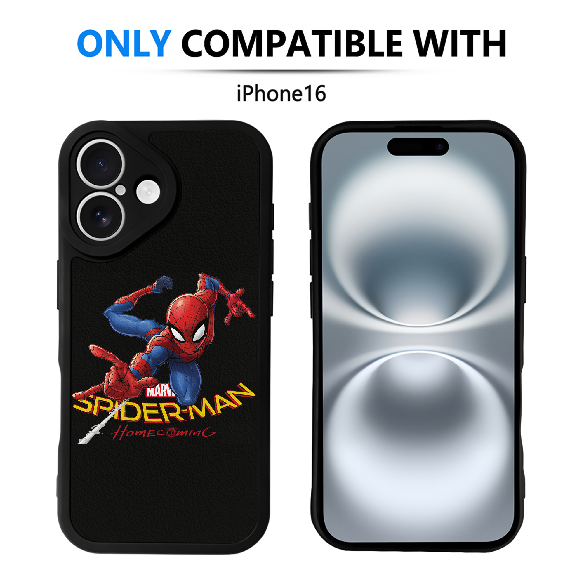 Spider Man スパイダーマン 【iPhone 16シリーズ対応】シリコンスマホケース（レザー調） 材質：シリコン